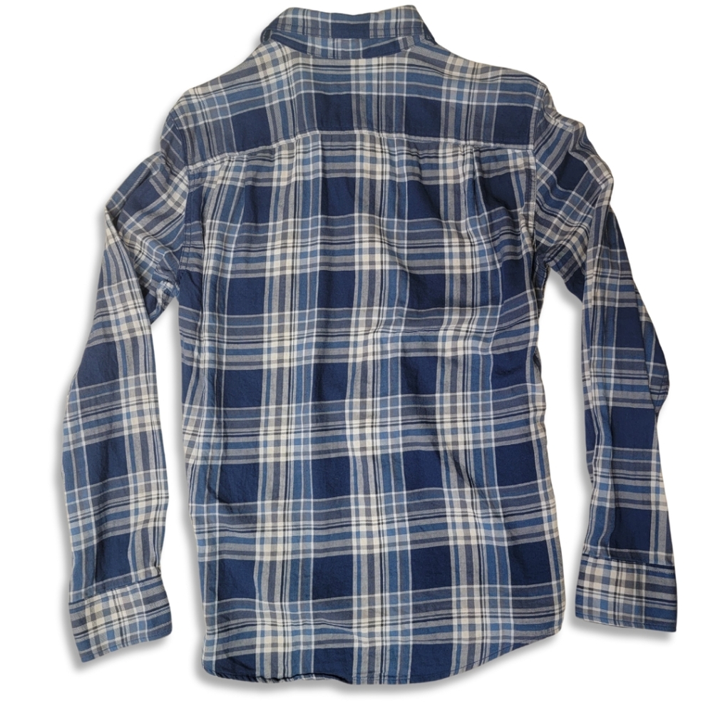 American Eagle Blue Plaid Long Sleeve Button Down Shirt - Picture 4 of 5
